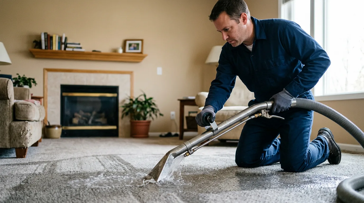 Water damage restoration technician working near Riverdale, NE